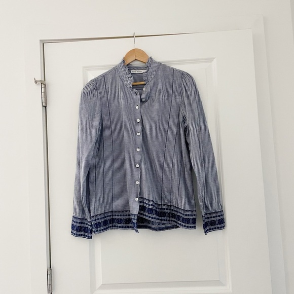 Roller Rabbit Snowflake Stripe Jacquard Lisbeth Top Cotton Coastal - Picture 4 of 11